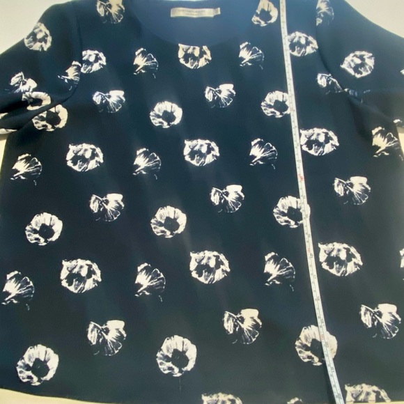 Navy Blue Womens Top with Floral Print - Picture 3 of 5